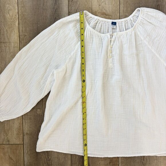 Old Navy Womens Top XXL Peasant Boho White Gauze 100% Cotton Beach Travel Resort - Picture 10 of 11